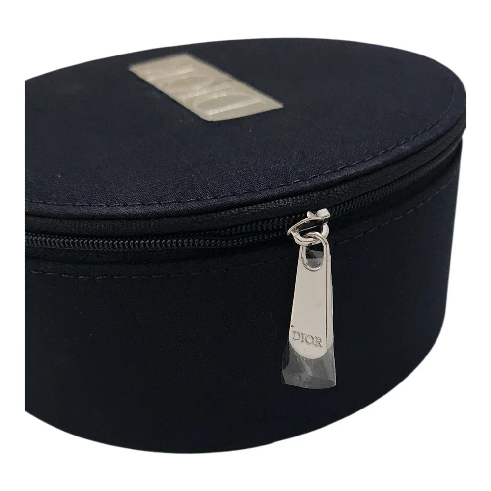 Dior Parfums Navy Recycled Cotton Round Vanity Cosmetic Case‎ with Mirror